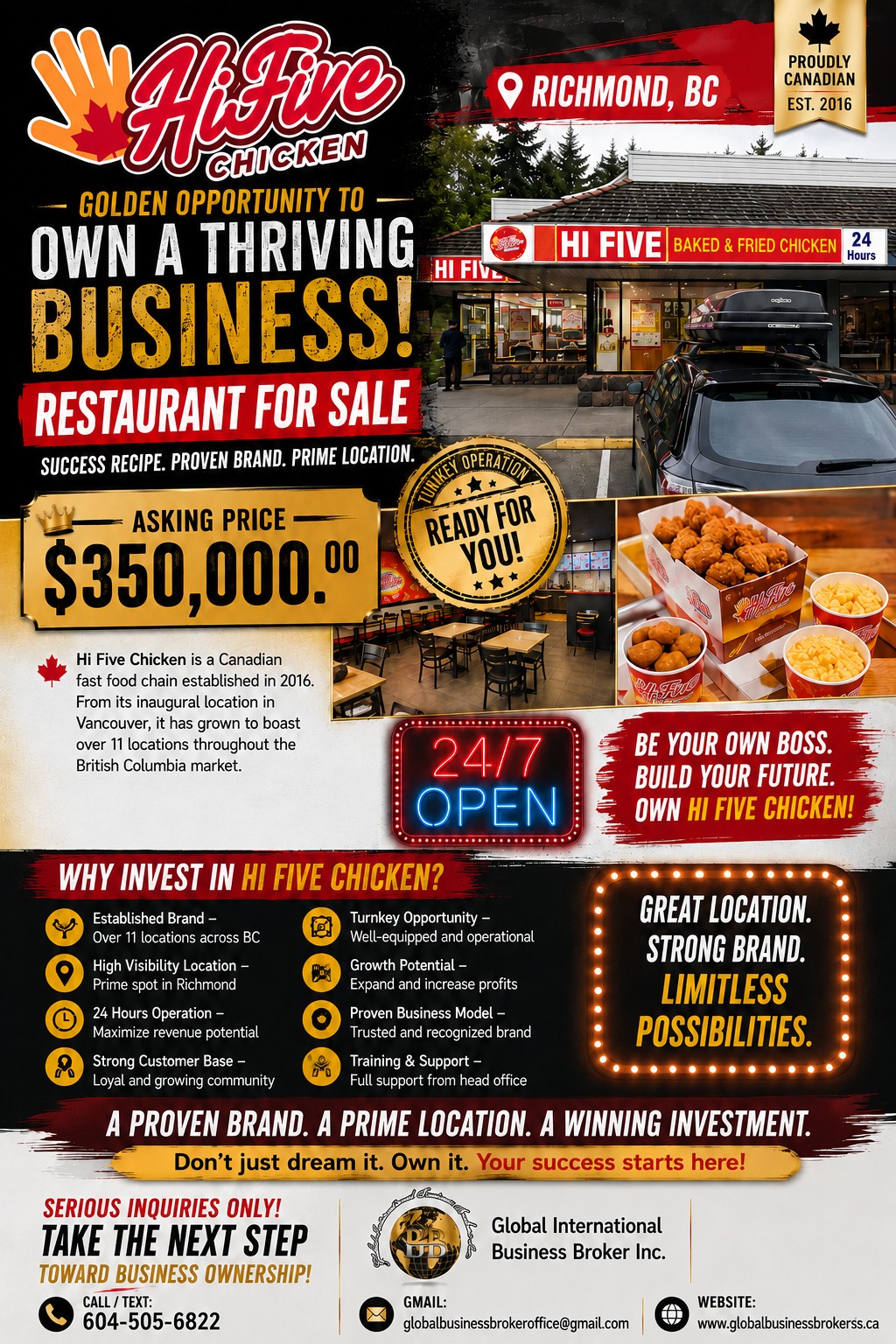 HI-FIVE CHICKEN FRANCHISE– RICHMOND, BC